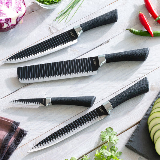 InnovaGoods Swiss·Q Namiutsu Black Shark Knife Set (4 Pieces)