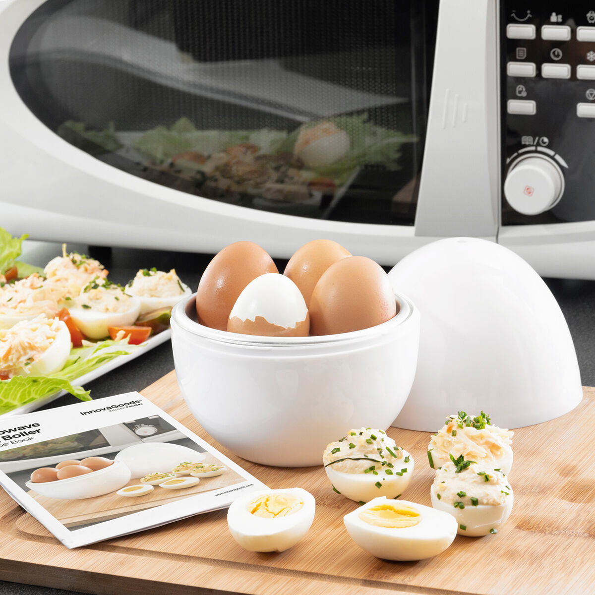 InnovaGoods Boilegg Microwave Egg Boiler with Recipe Booklet