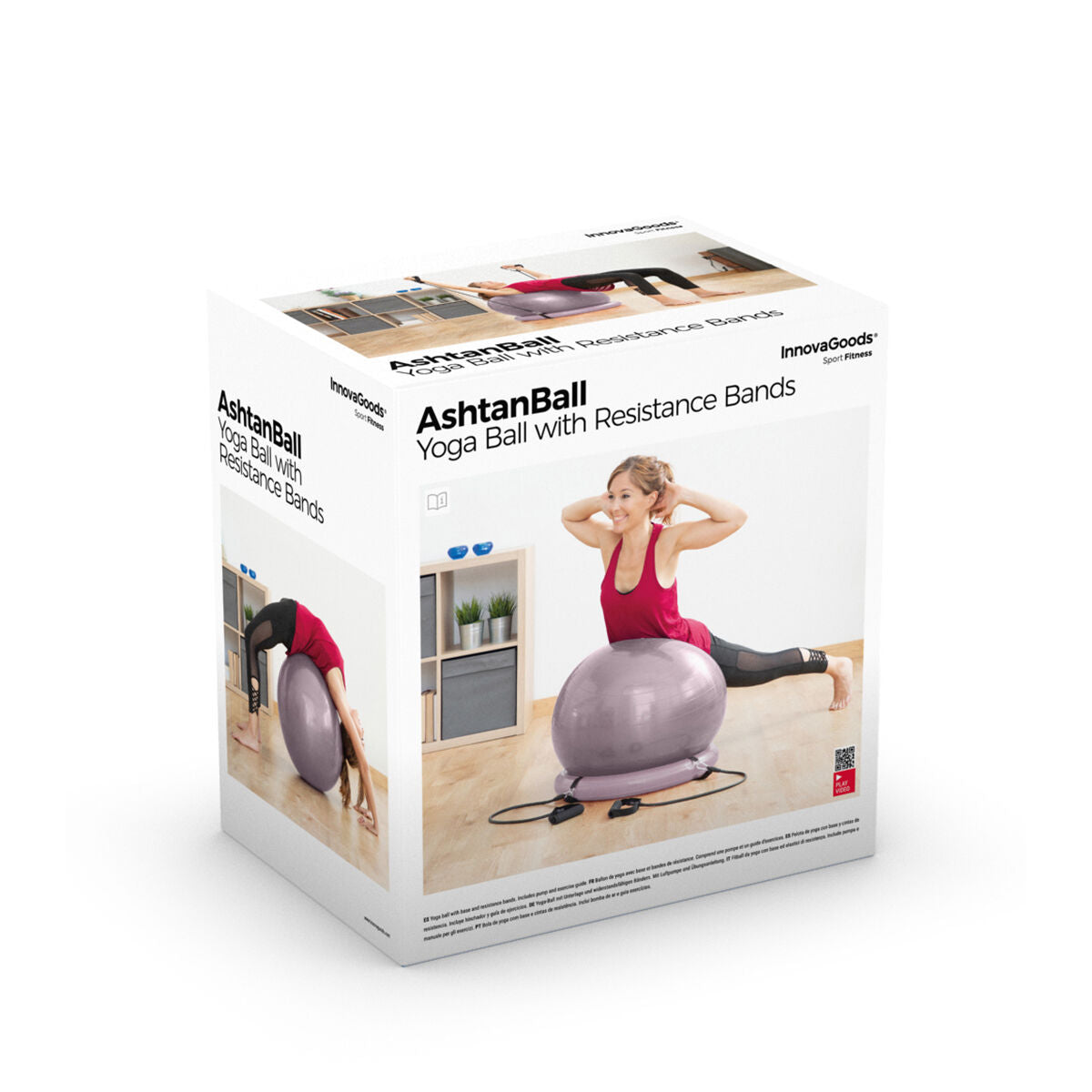 Yoga Ball with Stability Ring and Resistance Bands Ashtanball InnovaGoods