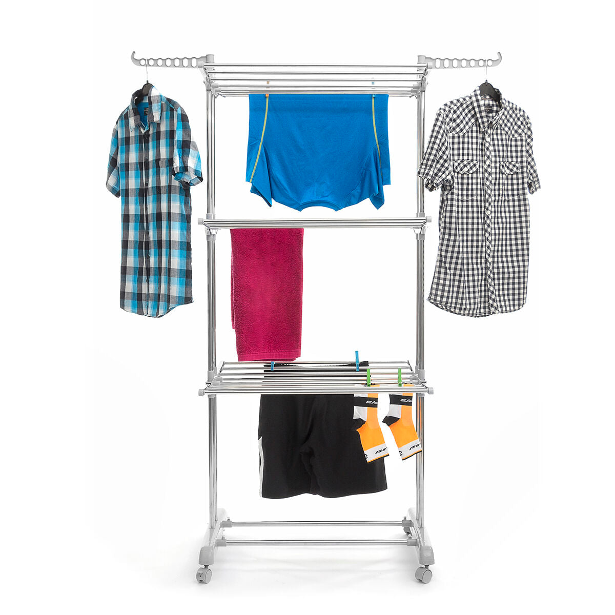 Folding Vertical Clothes Dryer with Wheels Folver InnovaGoods 24 Bars